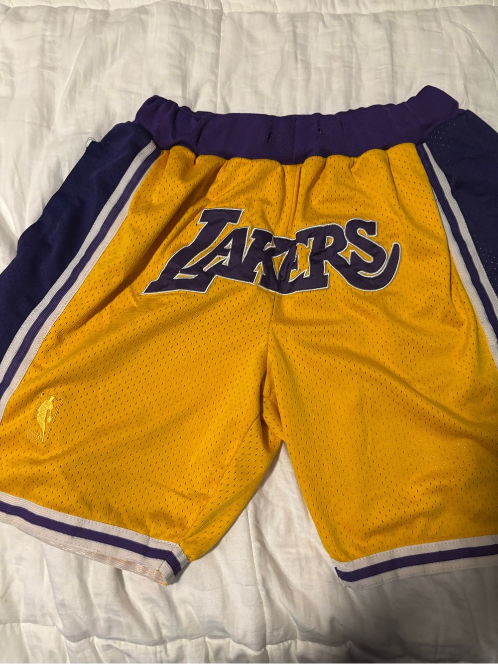 Just Don Gold and Purple Mesh Basketball Shorts